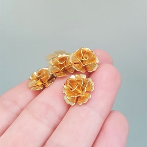 5/10/20/40 x Raw Brass Rose Shaped Flower Beads, 15mm Diameter, by Jewellery Making Supplies London ( JMSLondonCo )