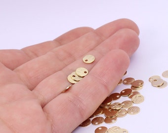 15/30/60 x Tiny Gold Plated Coin Charms, Gold Plated Brass, 6mm, by Jewellery Making Supplies London ( JMSLondonCo )