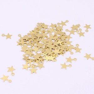 50/100/200 x Tiny Raw Brass Star Charms, 8mm x 5mm, by Jewellery Making Supplies London ( JMSLondonCo )