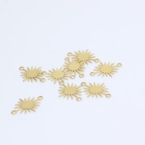 10/20/40 x Raw Brass Sun Connector Links, 18mm x 13mm Brass Pieces, by Jewellery Making Supplies London ( JMSLondonCo )