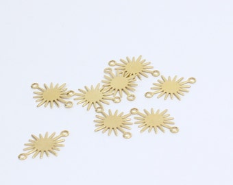 10/20/40 x Raw Brass Sun Connector Links, 18mm x 13mm Brass Pieces, by Jewellery Making Supplies London ( JMSLondonCo )