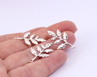 10/20/40 x Silver Plated Leaf Pendant Stampings, 27mm x 14mm, by Jewellery Making Supplies London ( JMSLondonCo )