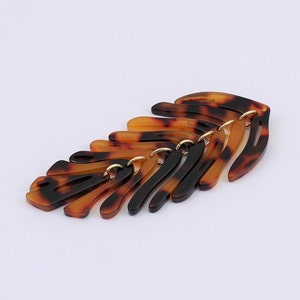 2 x Long Tortoiseshell Acrylic Leaf Pendants, 76mm x 30mm Earring Pendants, by Jewellery Making Supplies London ( JMSLondonCo )