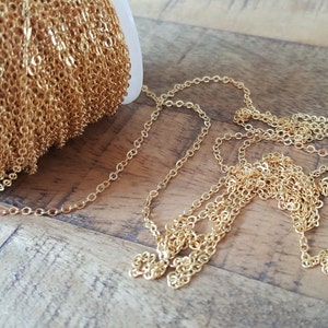 2/4 x Meters of Fine Cable Chain, 18K Gold Plated Brass Chain, by Jewellery Making Supplies London ( JMSLondonCo ).