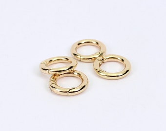 2/4/8 x Gold Plated Heavy Gauge Round Locking Rings, 20mm Outside Diameter, Round Spring Gate Clasps, by JMSLondonCo .