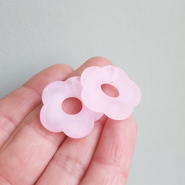 2/4/8 x Resin Flower Bead Charms, 26mm, Light Bright Pink Cloud Resin, by Jewellery Making Supplies London (JMSLondonCo)