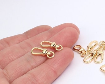 2/4/8 x Gold Plated Swivel Lobster Clasps, 18K Gold Plated Brass, 17mm x 6mm, by Jewellery Making Supplies London ( JMSLondonCo )