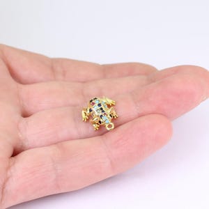 1/2 x Frog Charms, Gold Plated: Multi Coloured CZ Stones, 14mm x 13mm, by JMSLondonCo.