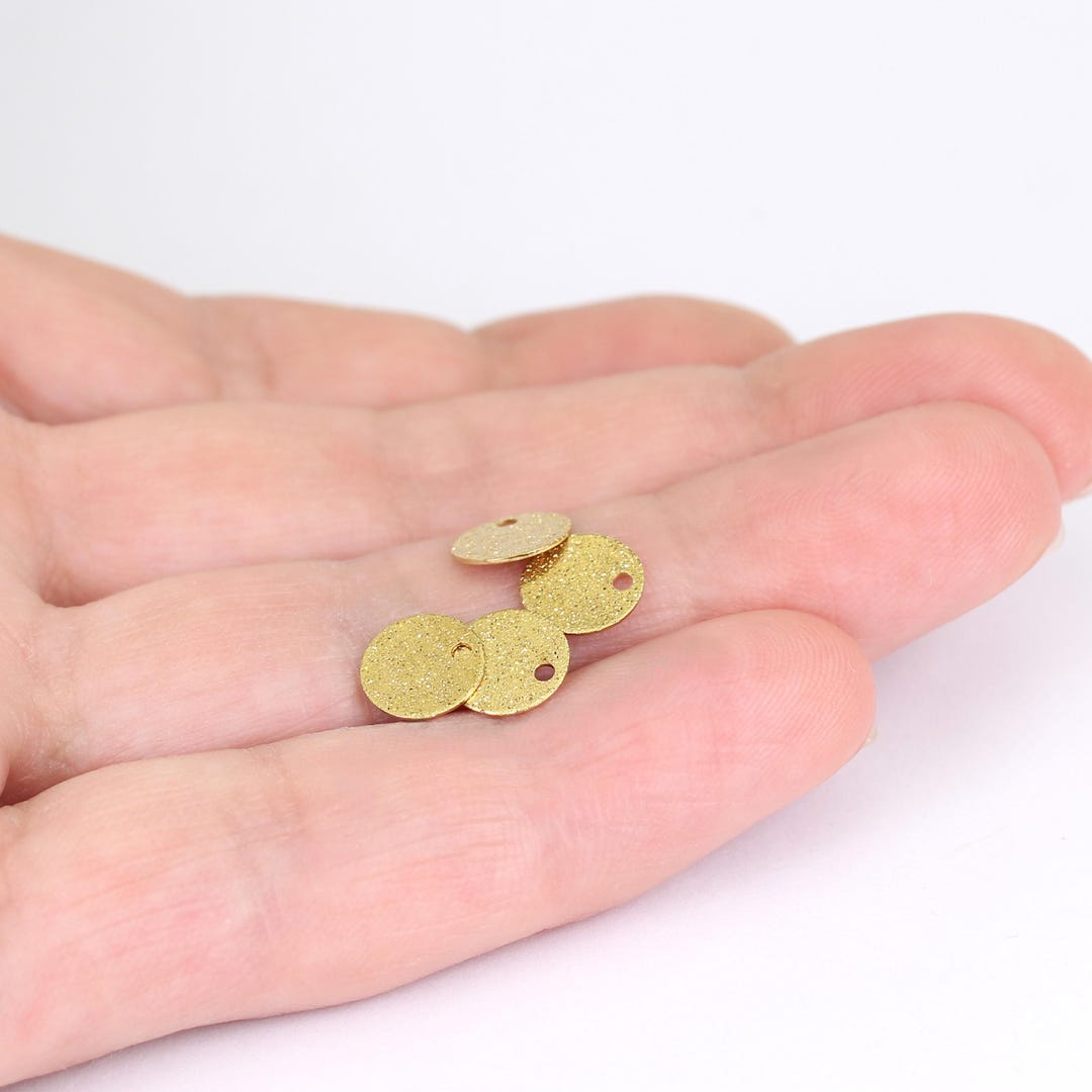 20/40 X 8mm Round Textured Coin Charms, Raw Brass, Dimpled Texture, by ...