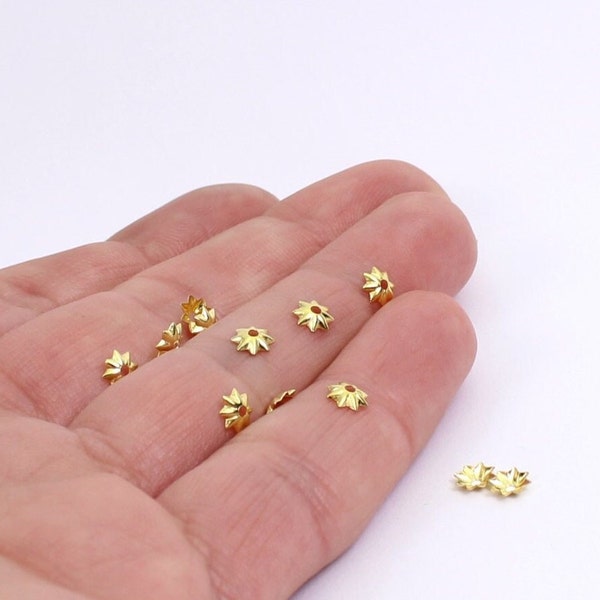 50/100 x Tiny Flower Shaped Bead Caps, 5mm, by Jewellery Making Supplies London ( JMSLondonCo )