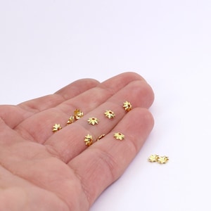 Tiny Golden Bead Caps, Caps for Jewelry Making, Flower Shaped 6mm