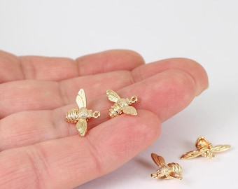1/2 x 小さな猫の顔チャーム、14Kゴールドメッキ真鍮、Jewellery