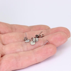 20/40 Pairs of 5mm Stainless Steel Flat Pad Stud Earring Findings, Ear Scrolls Included, 10mm Posts, by  JMSLondonCo.