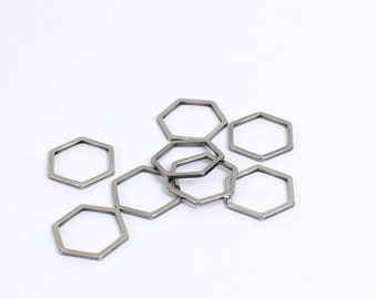 10/20/40 x Hexagon Connector Links / Lünette Rahmen mit offener Rückseite, 14mm Stahlstücke von Jewellery Making Lieferungen London (JMSLondonCo).