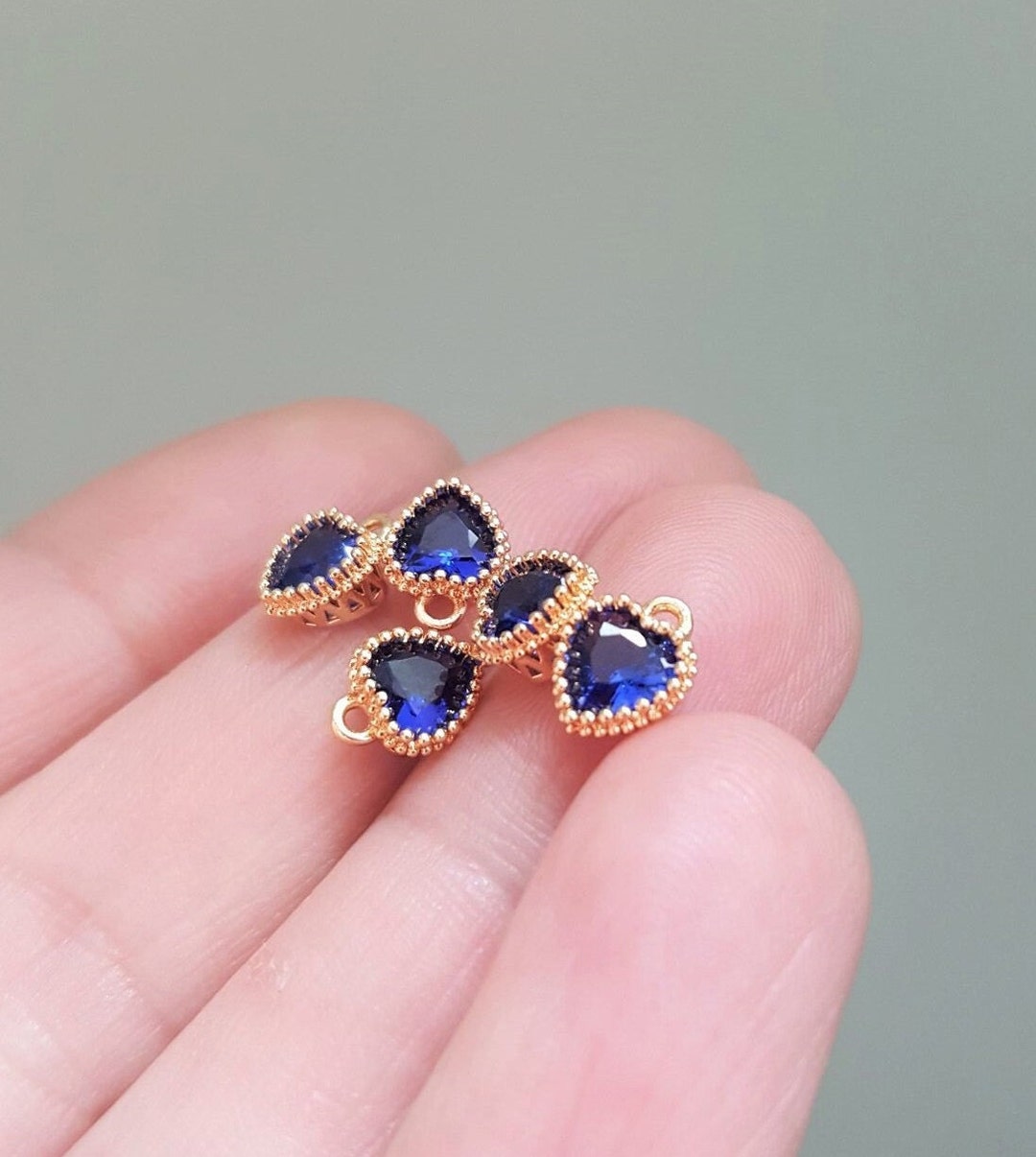 1-2-4-x-tiny-18k-gold-plated-heart-charm-with-blue-cubic-etsy
