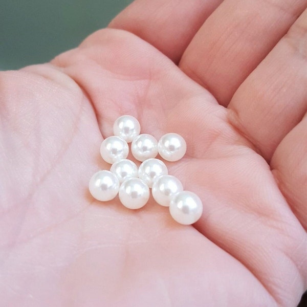 100/200 x 6mm No Hole Faux Pearl Beads / Spherical Cabochons, by Jewellery Making Supplies London ( JMSLondonCo )