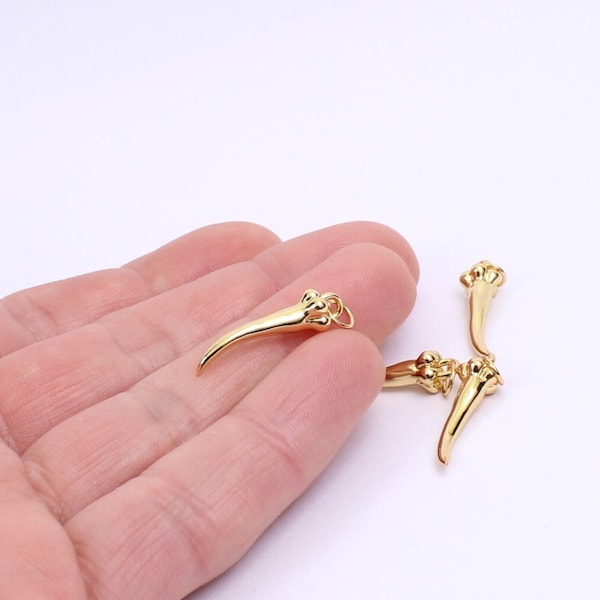 1/2/4 x Lucky Horn of Plenty Charms, 18K Gold Plated Brass Pendant, 23mm x 7mm, by Jewellery Making Supplies London ( JMSLondonCo )