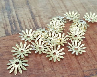 20/40 x Gold Plated Flower Shaped Beads, Petal Flower Bead Caps, 11mm, by Jewellery Making Supplies London ( JMSLondonCo )