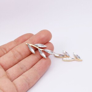 4/8/16 x Branch Embellishments with Crystal Effect Stones, 37mm x 15mm, No Hole, by JMSLondonCo.