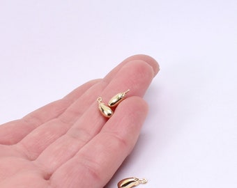 1/2/4 x Teeny Tiny 3D Aubergine Charms, 14K Gold Plated Brass Miniature Food Charms, 12mm x 4mm, by JMSLondonCo.