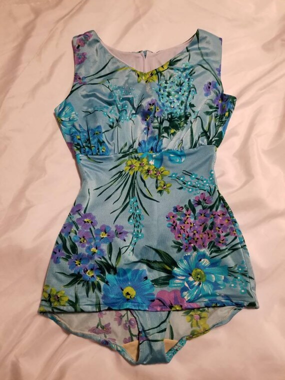 Vintage 40's or 50's Pinup Floral Swimsuit