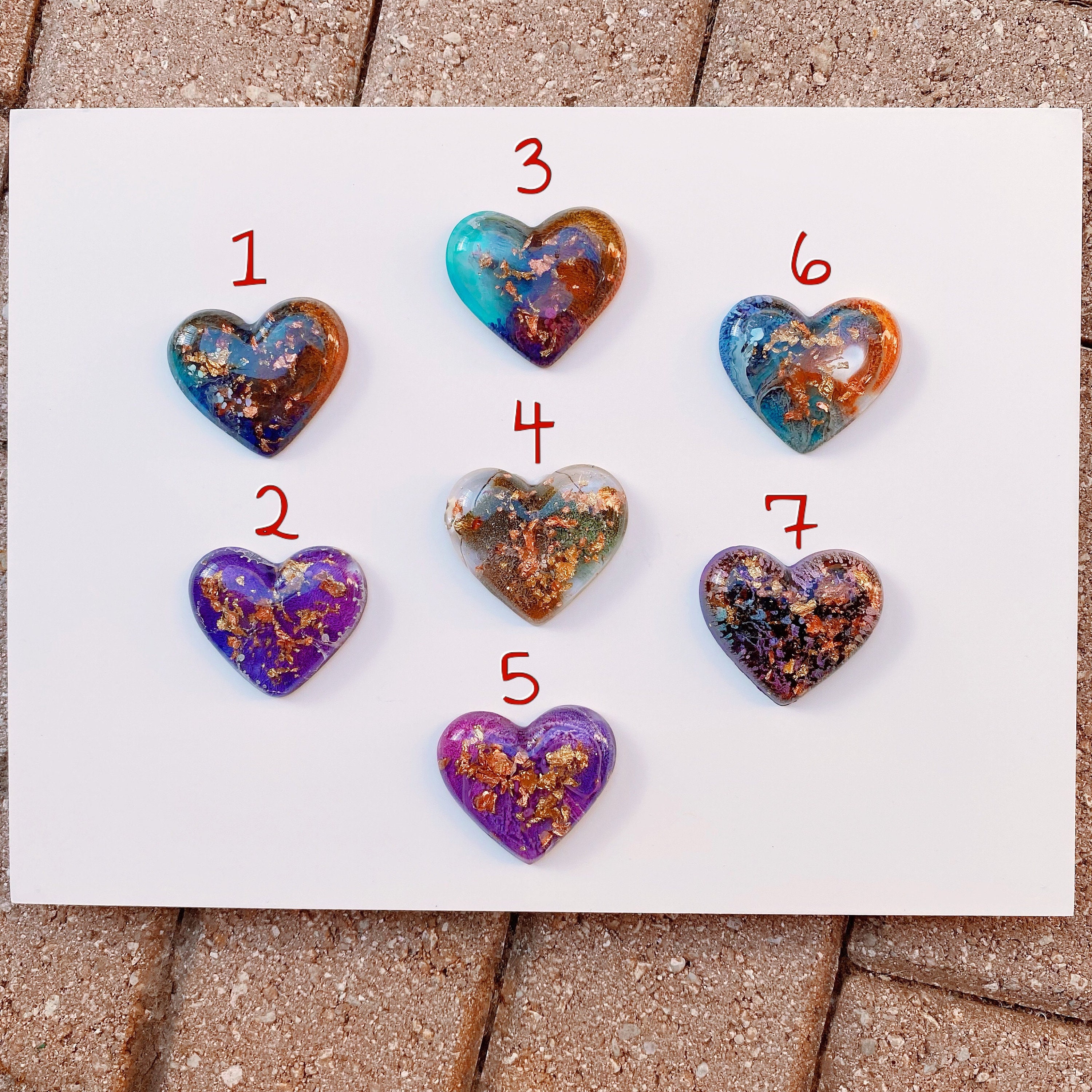 Resin heart decoration. Colorful resin heart. Random Resin Etsy