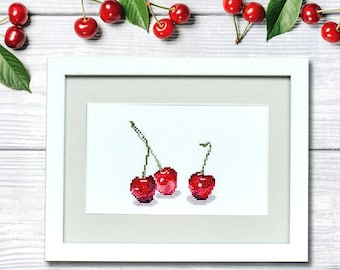 Cherries Cross Stitch Pattern - Sweet Cherries - Instant Download PDF