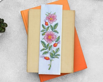 Cross Stitch Bookmark Pattern, Wild Rose, Dog Rose, Flower Floral, Instant download PDF