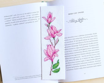 Magnolia Bookmark Cross Stitch Pattern Spring Easter, Instant download PDF