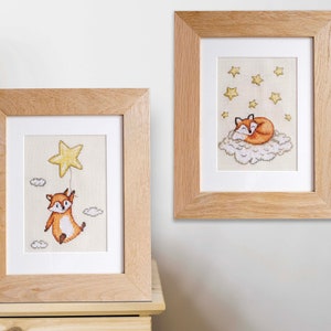 2 modèles de point de croix renard, bébés animaux mignons, chambre de bébé, téléchargement immédiat PDF