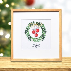 Christmas cross stitch pattern, Wreath Christmas Baubles Glass Balls  - Instant Download PDF