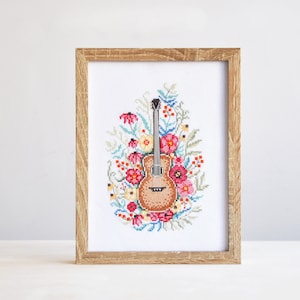 Kreuzstich-Muster, Vintage Gitarre - Sofort Download PDF