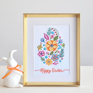 Easter Floral Egg, Colorful Flowers, Cross Stitch Pattern - Instant download PDF