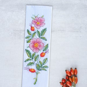 Cross Stitch Bookmark Pattern, Wild Rose, Dog Rose, Flower Floral, Instant download PDF image 4