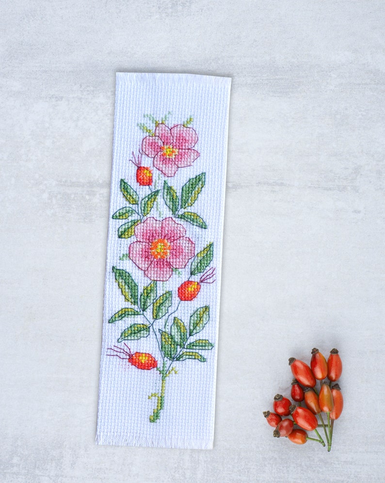 Cross Stitch Bookmark Pattern, Wild Rose, Dog Rose, Flower Floral, Instant download PDF image 4