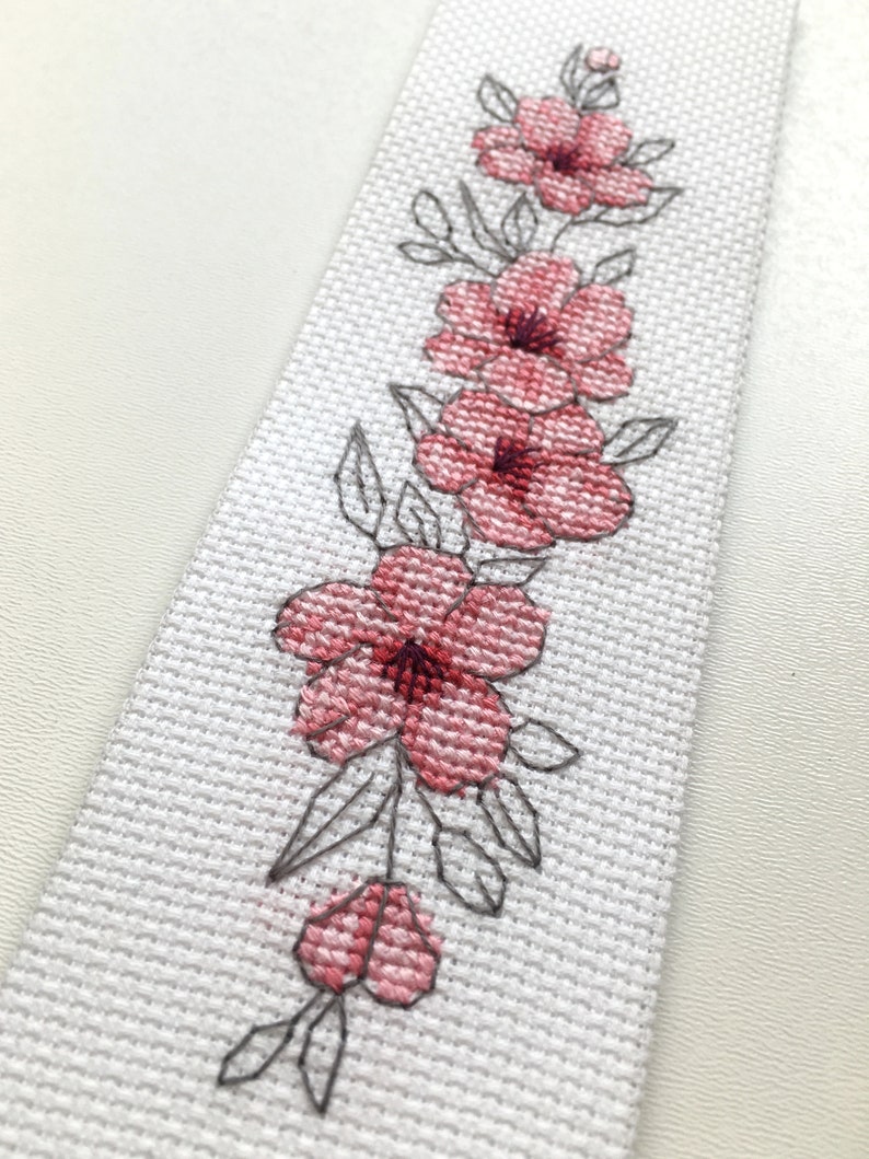 Cross Stitch Pattern Bookmark Cherry blossom Cherry flower Sakura Instant download PDF image 5