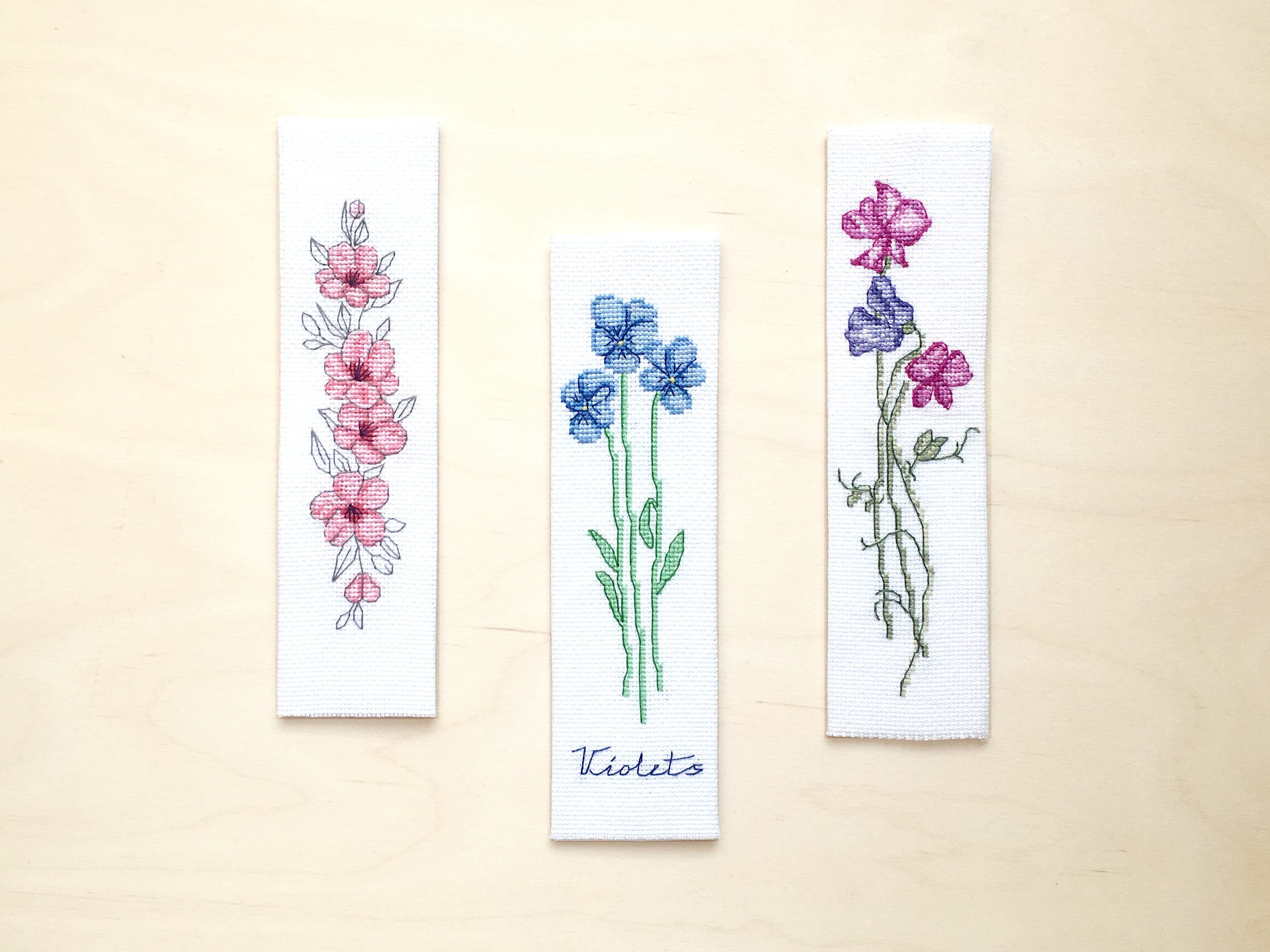 3 Bookmark Floral Cross Stitch Patterns Instant Download PDF Etsy