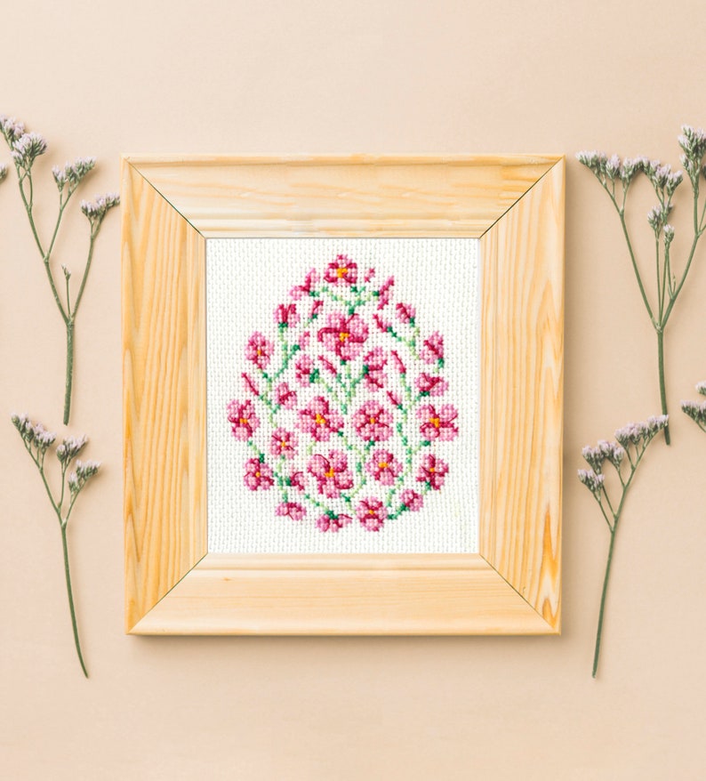 3 Easter Eggs Cross Stitch Patterns, Spring Flowers Floral - Instant ...