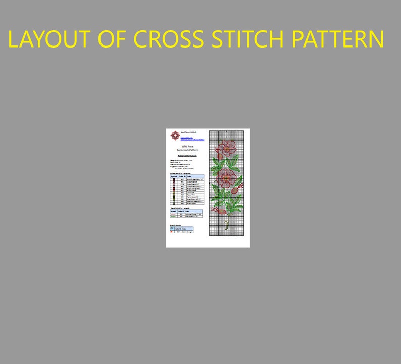 Cross Stitch Bookmark Pattern, Wild Rose, Dog Rose, Flower Floral, Instant download PDF image 5