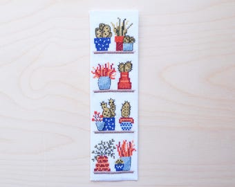 Bookmark Cross Stitch Pattern, Botanical Houstplant Autumn Cozy Pattern, Instant download PDF