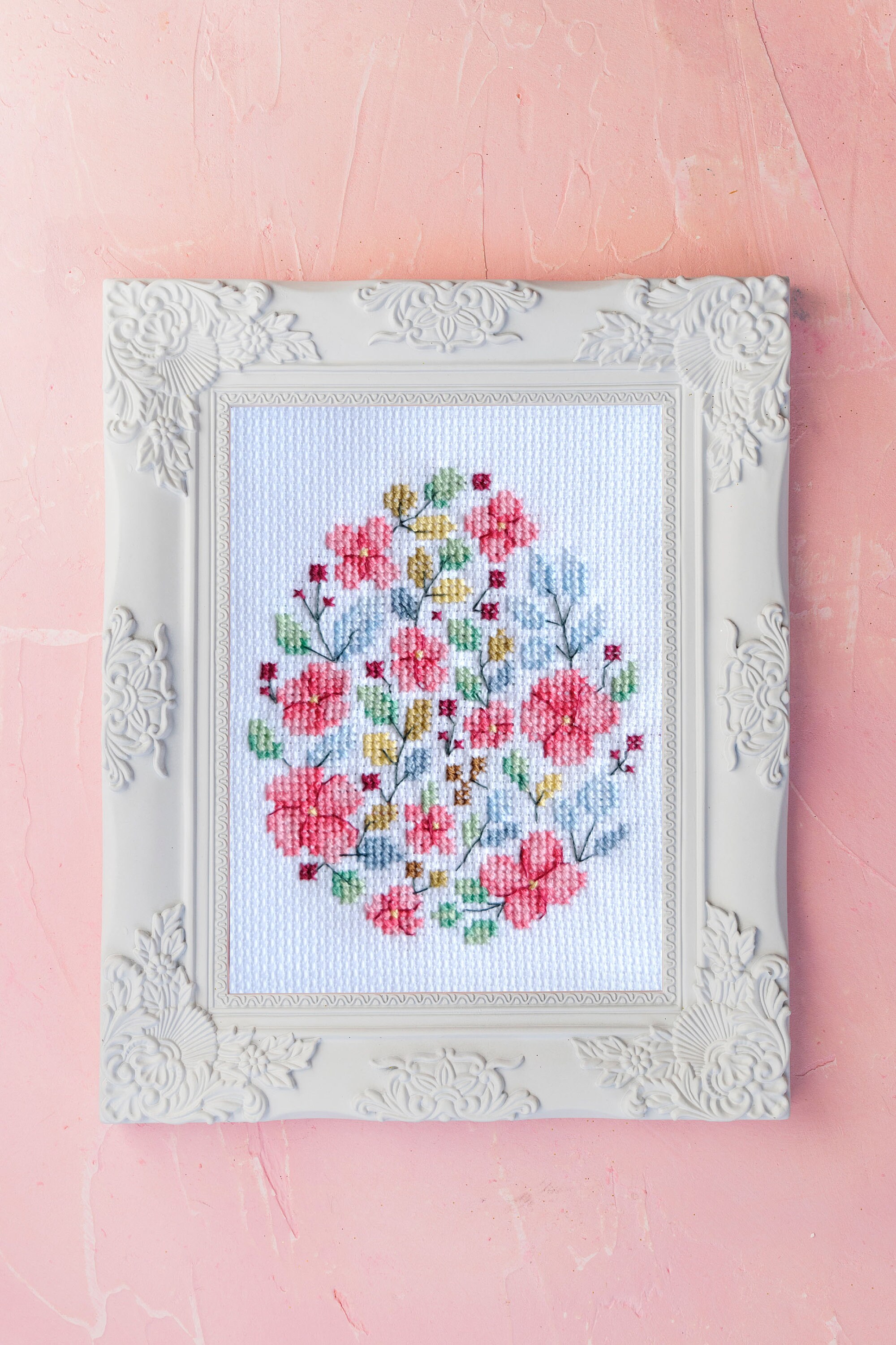 2 Easter Eggs Cross Stitch Patterns, Spring Flowers Floral Egg ...