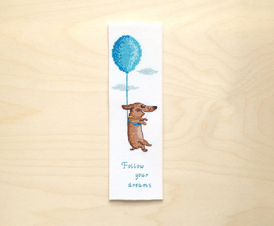 Cross Stitch Bookmark Pattern Dachshund Dog Custom Text - Instant ...