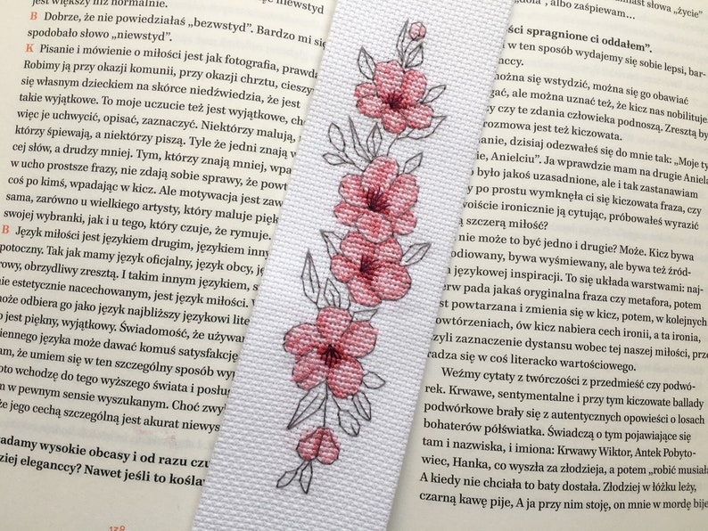 Cross Stitch Pattern Bookmark Cherry blossom Cherry flower Sakura Instant download PDF image 3