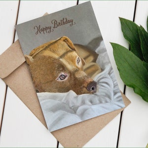 Staffy Card | Staffordshire Bull Terrier | Verjaardagskaart | Lege kaart | Gepersonaliseerde kaart | Tan Staffy| Dog Lover Kaart | Handgemaakte | Kunst