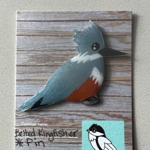Belted Kingfisher Lapel Pin (or magnet)