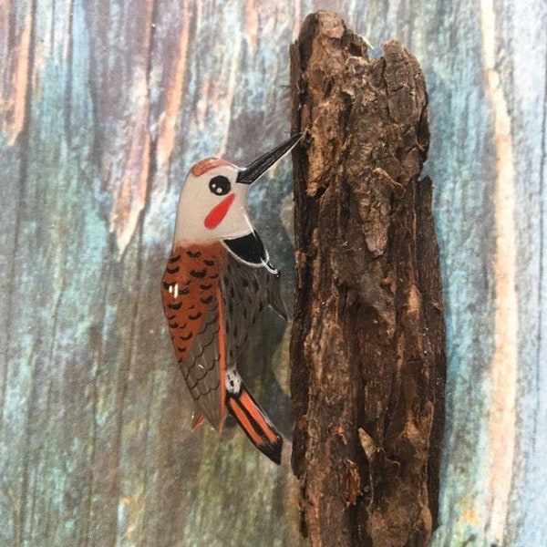 Northern Flicker (Red Shafted) Lapel Pin or Magnet