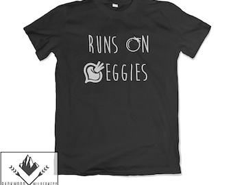 Runs On Veggies Vegan Vegetarian Gym Running Coach Jogging Cross Country Fitness Tumblr Hipster Unisex T Shirt Mens Womans