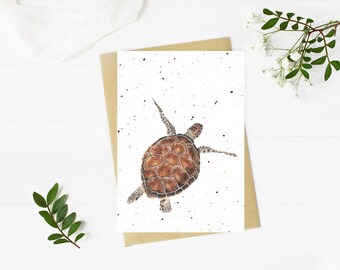 Plantable Under The Sea Turtle A6 Blank Greeting Card Plantable seed Wildflower Card Eco-Friendly Biodegradable Seed Paper