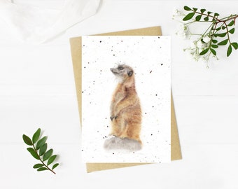 Plantable On Safari Meerkat A6 Blank Greeting Card Plantable seed Wildflower Card Eco-Friendly Biodegradable Seed Paper