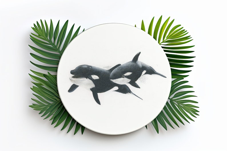 Dessous de verre rond sous la mer Orca 'Killer Whale' en MDF image 1